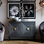 Тумба черная из дерева двухдверная Geometric Double Door Nightstand варинант исполнения - 5 | Loft Concept в Липецке