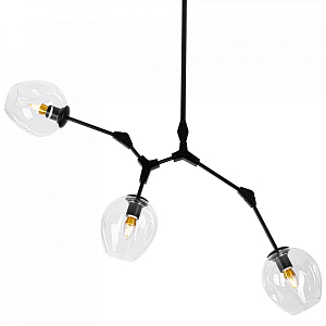 Люстра Сrumpled Glass Bubble Chandelier Black 3 плафона