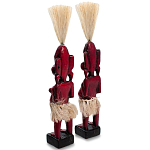 Комплект из 2-х деревянных статуэток Asmat Straw Headdress Statuettes Red варинант исполнения - 2 | Loft Concept в Липецке