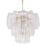 Люстра круглая многоярусная с прозрачными подвесками из стекла Hexagon Tube Light варинант исполнения - 1 | Loft Concept в Липецке