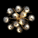 Потолочная люстра круглая ветвистыми бронзовыми элементами и стеклянными рифлеными дисками Textured Glass Chandelier варинант исполнения - 2 | Loft Concept в Липецке