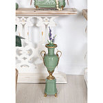 Ваза зеленого цвета из фарфора на высокой подставке с бронзовыми ручками Eden Garden porcelain and bronze варинант исполнения - 4 | Loft Concept в Липецке