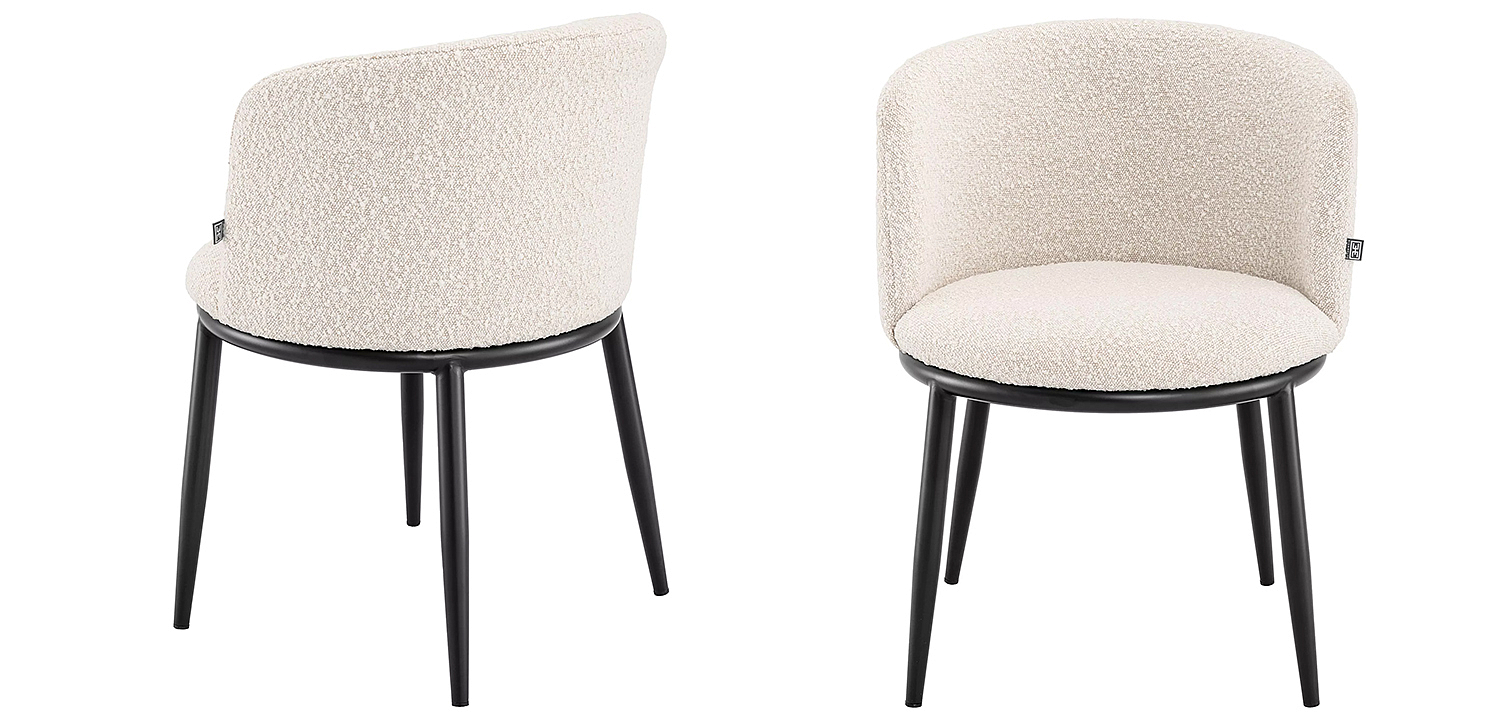 Комплект из двух стульев Eichholtz Dining Chair Filmore Set of 2 Boucle Cream Комплект из двух стульев Eichholtz Dining Chair Filmore Set of 2 Boucle Cream - Loft-Concept в Липецке