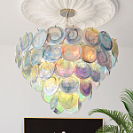 Люстра с каскадом из круглых разноцветных стеклянных дисков Mother of Pearl Iridescence варинант исполнения - 1 | Loft Concept в Липецке