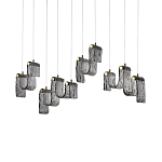 Подвесной светильник линейный с плафонами волнистой формы из фактурного стекла Big Wave варинант исполнения - 2 | Loft Concept в Липецке