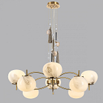 Люстра подвесная с 8-ю шарообразными плафонами из белого стекла с подвесками из камня и кисточками Agatelle варинант исполнения - 4 | Loft Concept в Липецке