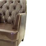 Кресло кожаное c мягкими подлокотниками на 4-х деревянных ножках из массива березы Joseph Armchair brown варинант исполнения - 3 | Loft Concept в Липецке