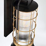 Настенный фонарь цилиндрической формы с рифленым стеклом в золотом каркасе на черном прямоугольном основании Eurofase варинант исполнения - 4 | Loft Concept в Липецке