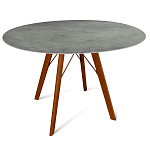 Стол обеденный с серой овальной столешницей из керамики на четырех деревянных ножках Gray Ceramics варинант исполнения - 8 | Loft Concept в Липецке