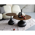 Столик журнальный с круглой деревянной столешницей на черном фактурном основании Bourgeon варинант исполнения - 5 | Loft Concept в Липецке