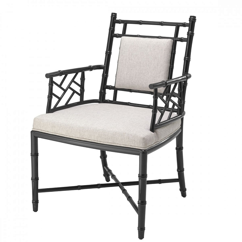 Кресло Eichholtz Chair Germaine Черный Бежево-серый Кресло Eichholtz Chair Germaine Черный Бежево-серый в Липецке | Loft Concept