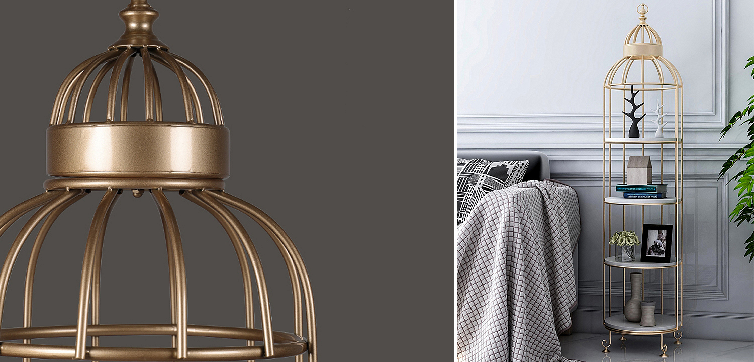 Стеллаж Cage Rack Circle gold Стеллаж Cage Rack Circle gold - Loft-Concept в Липецке