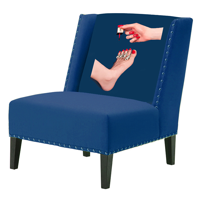 FUN Armchair "Pedicure" Blue Дизайнерское кресло с цветным принтом Сапфирово-синий FUN Armchair "Pedicure" Blue Дизайнерское кресло с цветным принтом Сапфирово-синий в Липецке | Loft Concept