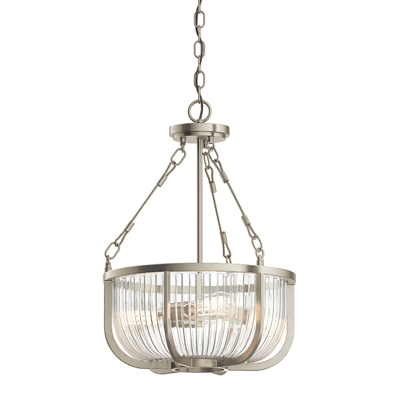 Люстра подвесная с чашеобразным плафоном из прозрачных стеклянных прутьев Kichler Никель Прозрачный Латунь в Липецке | Loft Concept 