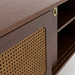 ТВ-тумба из ореха с плетеным декором Eland Wooden Wicker TV Stand варинант исполнения - 7 | Loft Concept в Липецке