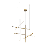 Люстра с 6-ю  пересекающимися цилиндрическими плафонами на тонких тросах Trumpet tube варинант исполнения - 2 | Loft Concept в Липецке