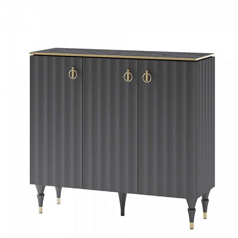 Консоль с фасадами цвета графит Antique Order Graphite Графит Золотой Черный Мрамор Nero Консоль с фасадами цвета графит Antique Order Graphite Графит Золотой Черный Мрамор Nero в Липецке | Loft Concept