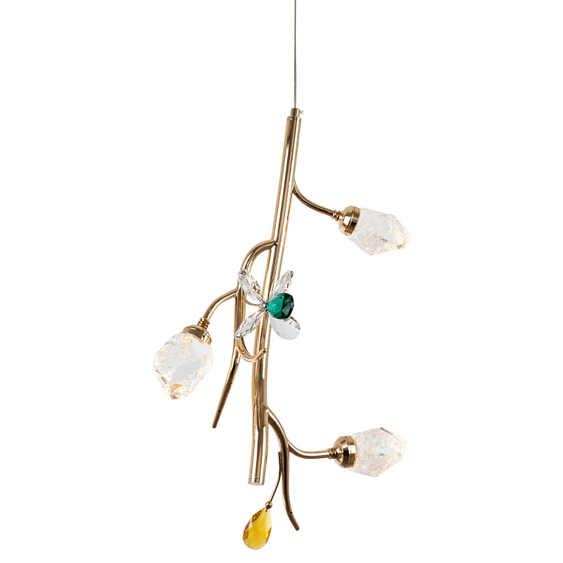 Подвесной светильник с хрустальными плафонами и декором Alvere Crystal Hanging Lamp Золотой Прозрачный Янтарный Изумрудный Подвесной светильник с хрустальными плафонами и декором Alvere Crystal Hanging Lamp Золотой Прозрачный Янтарный Изумрудный в Липецке | Loft Concept
