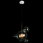 Подвесной светильник с прозрачными бирюзовыми стеклянными шарами и золотыми деталями Диаметр 43 Giopato & Coombes варинант исполнения - 2 | Loft Concept в Липецке