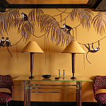 Обои с вышивкой ручной работы Étienne Original colourway on wool sateen варинант исполнения - 4 | Loft Concept в Липецке