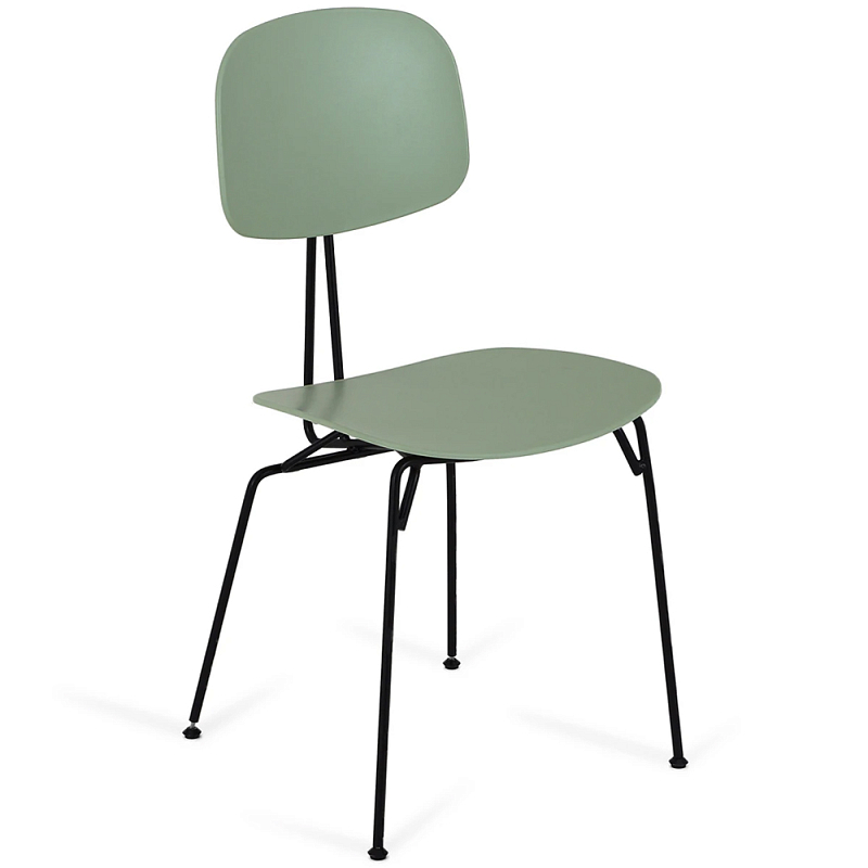 Стул на металлических ножках Travis Chair Green Черный Зеленый шалфей Стул на металлических ножках Travis Chair Green Черный Зеленый шалфей в Липецке | Loft Concept