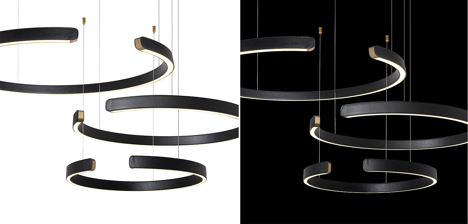 Люстра Half Ring 3 black leather Люстра Half Ring 3 black leather - Loft-Concept в Липецке