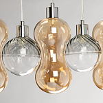 Люстра с 3-мя плафонами волнообразной формы цвета янтарь и 2-мя прозрачными шарообразными плафонами Lucid Rain  варинант исполнения - 7 | Loft Concept в Липецке