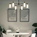 Люстра потолочная с 6-ю цилиндрическими плафонами из стекла и черным каркасом Noir Poise варинант исполнения - 3 | Loft Concept в Липецке