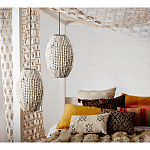 Подвесной светильник вертикальной овальной формы украшенный белыми круглыми бусинами Gradient Oval Pendant Lamp White варинант исполнения - 3 | Loft Concept в Липецке