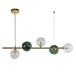 Люстра подвесная линейная с рифлеными стеклянными плафонами Bolle Multi Color варинант исполнения - 1 | Loft Concept в Липецке