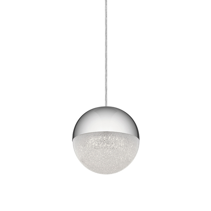 Подвесной светильник со сферическим плафоном из акрила с циркониевыми вкраплениями Kichler Хром Прозрачный в Липецке | Loft Concept 
