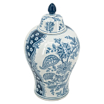 Ваза с крышкой и голубым цветочным рисунком 37 см Blue & White Ornament варинант исполнения - 1 | Loft Concept в Липецке