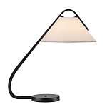 Настольная лампа с черным каркасом и белым тканевым абажуром в форме конуса Stylish Solution варинант исполнения - 3 | Loft Concept в Липецке