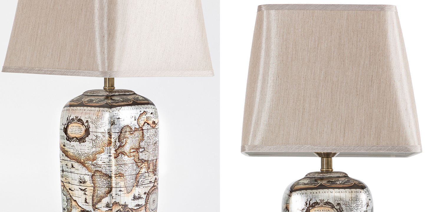 Настольная лампа Vintage World Map Lampshade Настольная лампа Vintage World Map Lampshade - Loft-Concept в Липецке