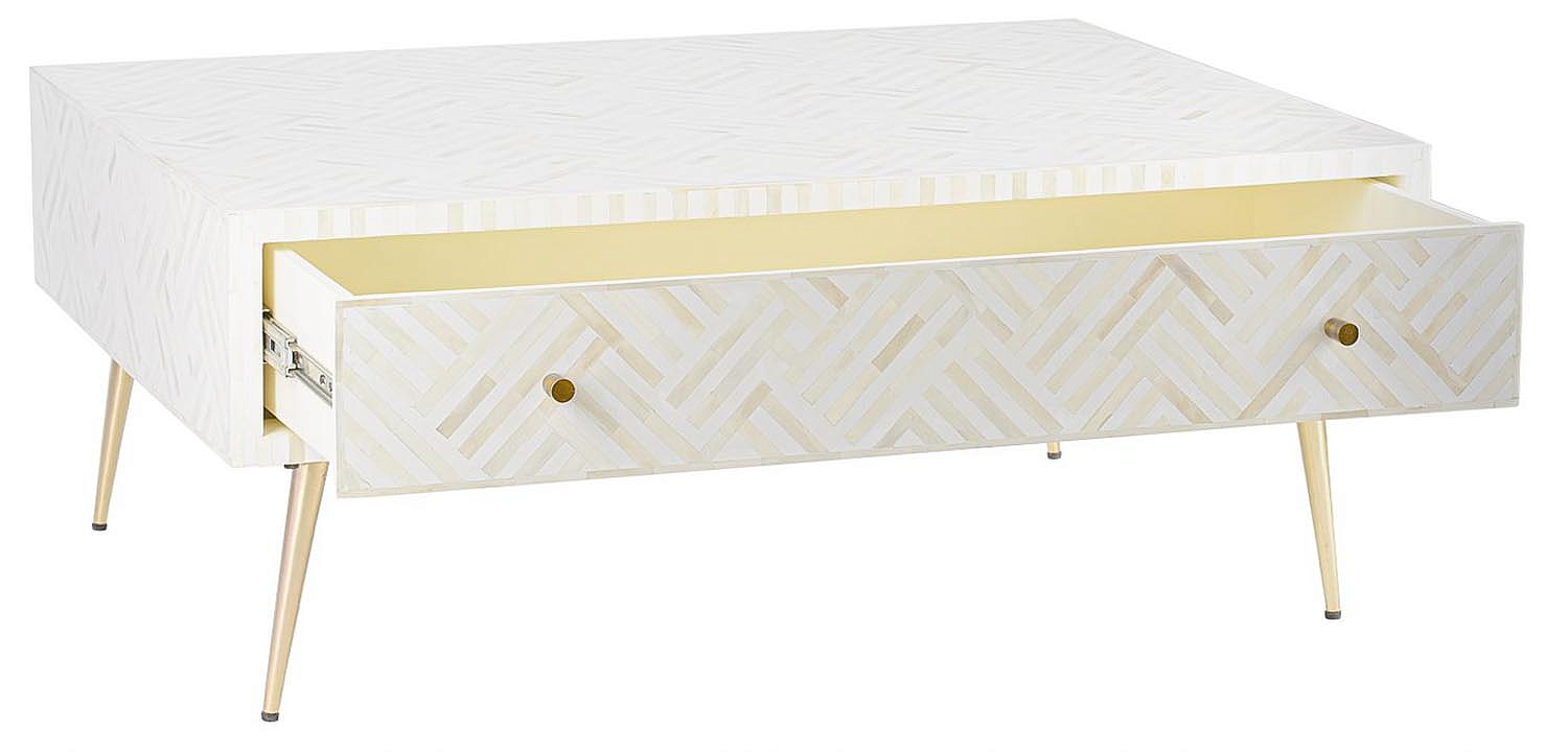 Кофейный стол White Indian Bone Inlay Coffee Table Кофейный стол White Indian Bone Inlay Coffee Table - Loft-Concept в Липецке