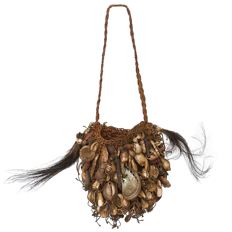 Декоративный аксессуар сумка из ракушек и перьев Aboriginal Bag Brown Коричневый Декоративный аксессуар сумка из ракушек и перьев Aboriginal Bag Brown Коричневый в Липецке | Loft Concept