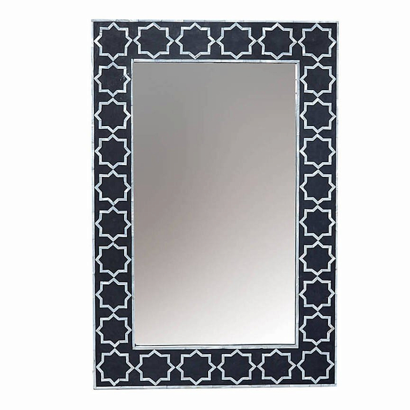 Зеркало Inlaid Bone Black Белый Черный Зеркало Inlaid Bone Black Белый Черный в Липецке | Loft Concept