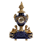 Часы настольные из темно-синего фарфора с бронзовыми фигурками и декоративными элементами Eden Garden варинант исполнения - 1 | Loft Concept в Липецке