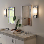 Бра для ванных комнат с цилиндрическим плафоном на прямоугольном зеркальном основании Feiss варинант исполнения - 2 | Loft Concept в Липецке