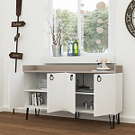 Комод белый с 4-мя дверцами и бежевой столешницей на металлических ножках DEA CONSOLE TABLE LIGHT MOCHA WHITE варинант исполнения - 2 | Loft Concept в Липецке