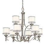 Люстра с белыми тканевыми абажурами в прозрачных стеклянных цилиндрах Kichler варинант исполнения - 1 | Loft Concept в Липецке