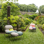 Дизайнерское разноцветное кресло на металлическом каркасе с подставкой для ног Poltronova Plasma Armchair варинант исполнения - 12 | Loft Concept в Липецке