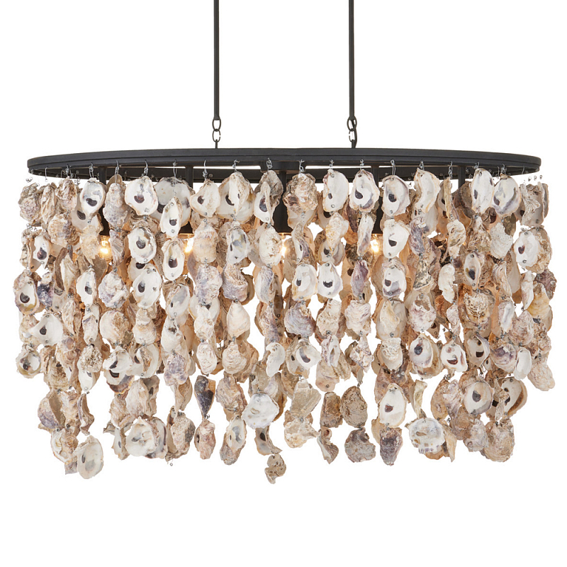 Люстра овальная с подвесками из устричных раковин Sea Ravens Черный в Липецке | Loft Concept 