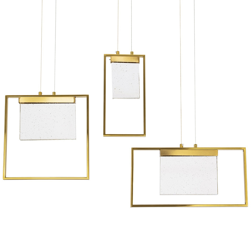 Подвесной геометрический светильник со стеклом Rectangle Geometry Trio Glass Chandelier Прозрачное Стекло Латунь Подвесной геометрический светильник со стеклом Rectangle Geometry Trio Glass Chandelier Прозрачное Стекло Латунь в Липецке | Loft Concept