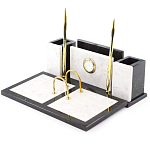 Настольный письменный набор из белого мрамора с часами Marble Accessory варинант исполнения - 2 | Loft Concept в Липецке
