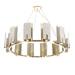 Люстра подвесная круглая с прямоугольными мраморными и золотистыми панелями на металлическом каркасе Диаметр 118 см Marble square Chandelier варинант исполнения - 2 | Loft Concept в Липецке