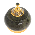 Икорница с крышкой с гравировкой из натурального камня Нефрит Decorative Cavair Dishes варинант исполнения - 6 | Loft Concept в Липецке