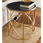 Приставной стол с металлическим золотым  основанием и чёрной столешницей Paradigm варинант исполнения - 1 | Loft Concept в Липецке