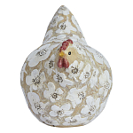 Статуэтка курица с резными белыми цветами на бежевой фактурной поверхности Rustic Chicken варинант исполнения - 1 | Loft Concept в Липецке