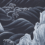 Обои ручная роспись Matsushima Waves Roka on Edo Night painted silk варинант исполнения - 1 | Loft Concept в Липецке